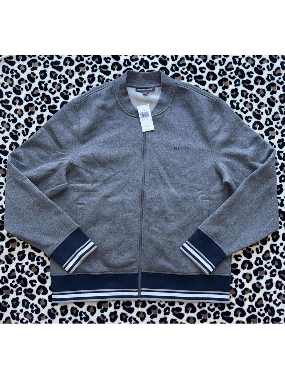 NEW Michael Kors Jacket Gray Ash Varsity Zip Up Soft Lining Men's XL NWT